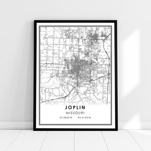 Joplin map print poster canvas | Missouri map print poster canvas | Joplin city map print poster canvas