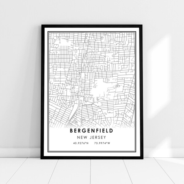 Bergenfield Map Art Etsy