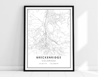 Breckenridge map print poster canvas | Colorado map print poster canvas | Breckenridge city map print poster canvas