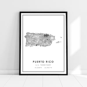 Puerto Rico United States map print poster canvas | Puerto Rico United States road map print poster canvas