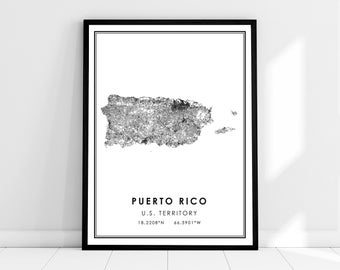 Puerto Rico United States map print poster canvas | Puerto Rico United States road map print poster canvas