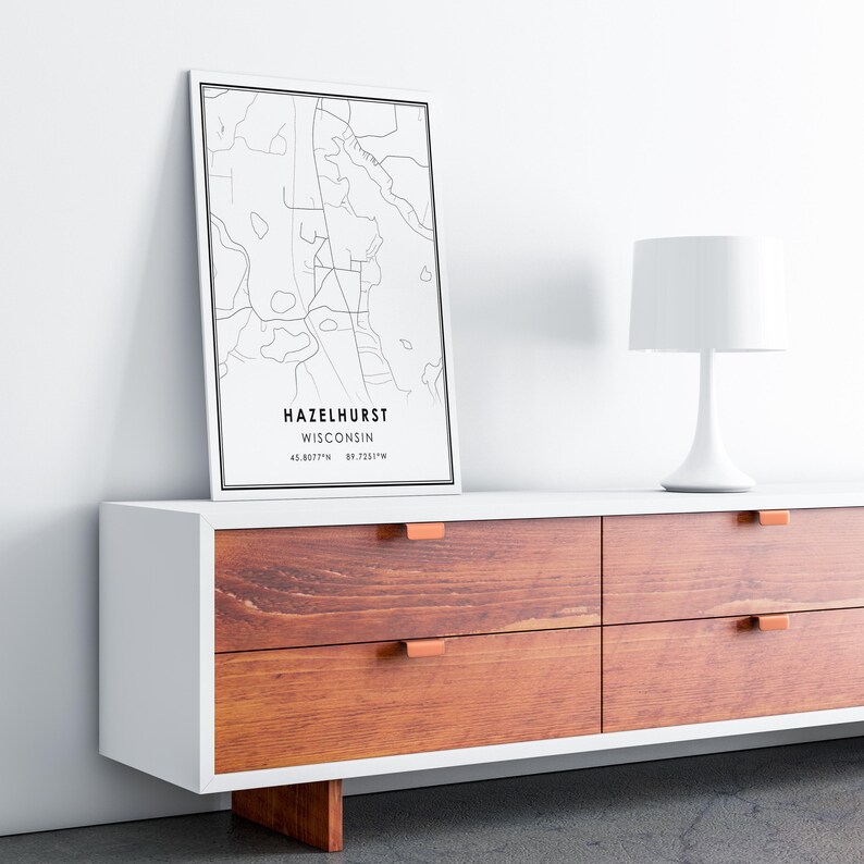 Hazelhurst map print poster canvas Wisconsin map print poster canvas Hazelhurst city map print poster canvas image 7