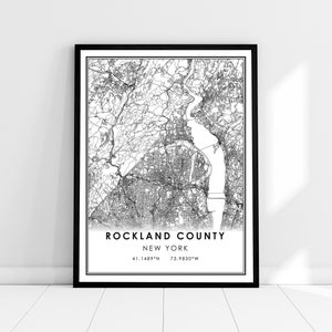 Carte du comté de Rockland imprimer poster canvas | | d’impression d’affiche de carte de New York Carte de la ville du comté de Rockland imprimer poster canvas