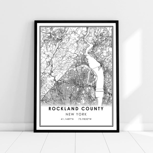 Rockland County map print poster canvas | New York map print poster canvas | Rockland County city map print poster canvas