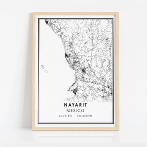 Nayarit map print poster canvas Mexico map print poster canvas Nayarit city map print poster canvas afbeelding 2