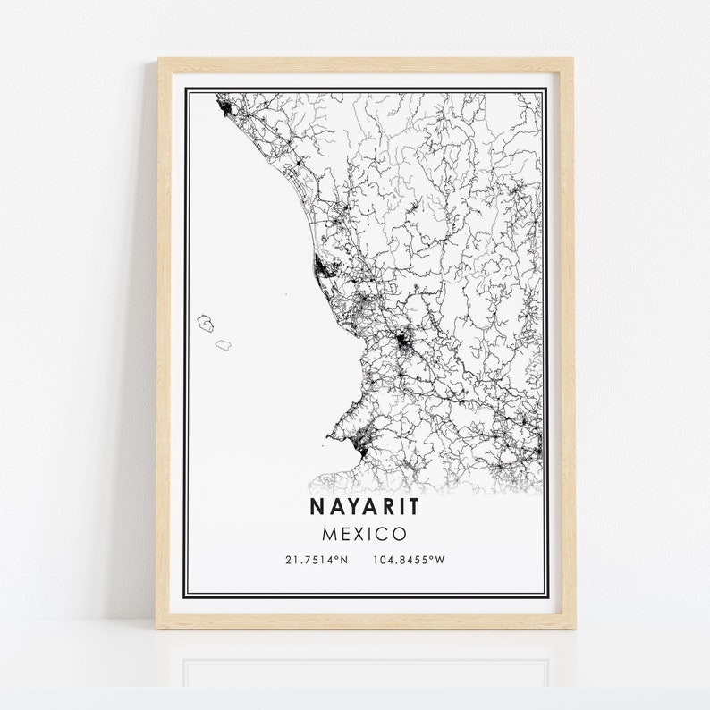 Nayarit map print poster canvas Mexico map print poster canvas Nayarit city map print poster canvas image 2