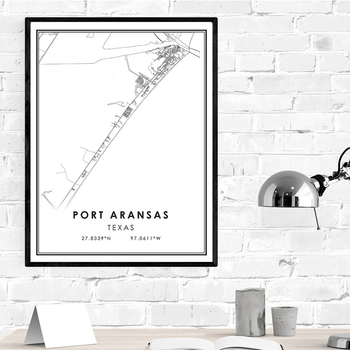 Port Aransas map print poster canvas Port Aransas Texas | Etsy