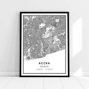 Accra map print poster canvas | Ghana map print poster canvas | Accra city map print poster canvas