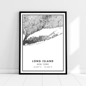 Toile d'affiche d'impression de carte de Long Island | Toile d'affiche d'impression de carte de Long Island | Toile d'affiche d'impression de carte de ville de Long Island
