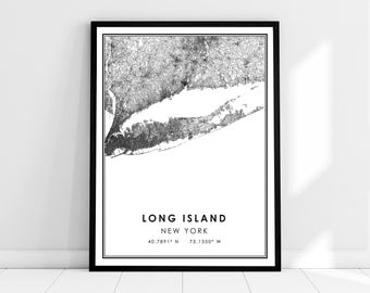 Long Island map print poster canvas | Long Island map print poster canvas | Long Island city map print poster canvas