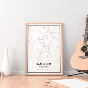 Hazelhurst map print poster canvas Wisconsin map print poster canvas Hazelhurst city map print poster canvas image 3