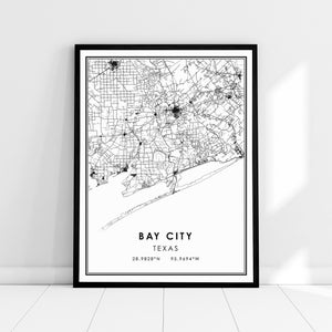 Bay City map print poster canvas | Bay City city map print poster canvas