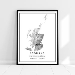 Scotland country map print poster canvas | United Kingdom Country road map print poster canvas