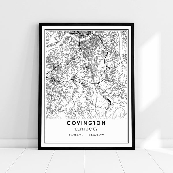 Covington Kentucky map print poster canvas | Kentucky Covington  map print poster canvas | Covington Kentucky city map print poster canvas