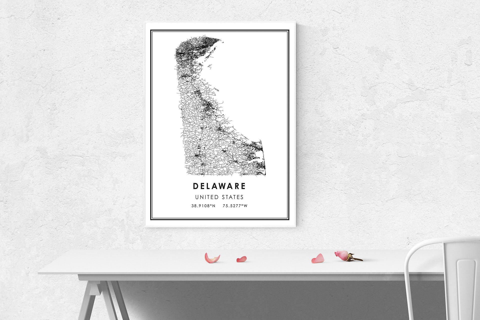 Delaware map print poster canvas Delaware Street map | Etsy