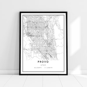 Provo map print poster canvas | Utah map print poster canvas | Provo city map print poster canvas