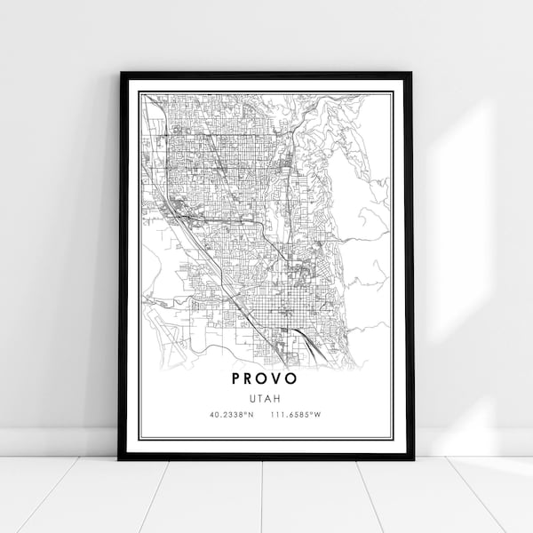 Provo map print poster canvas | Utah map print poster canvas | Provo city map print poster canvas