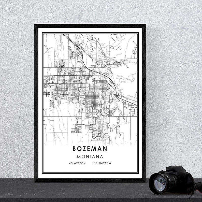 Bozeman map print poster canvas Bozeman Montana Street map | Etsy
