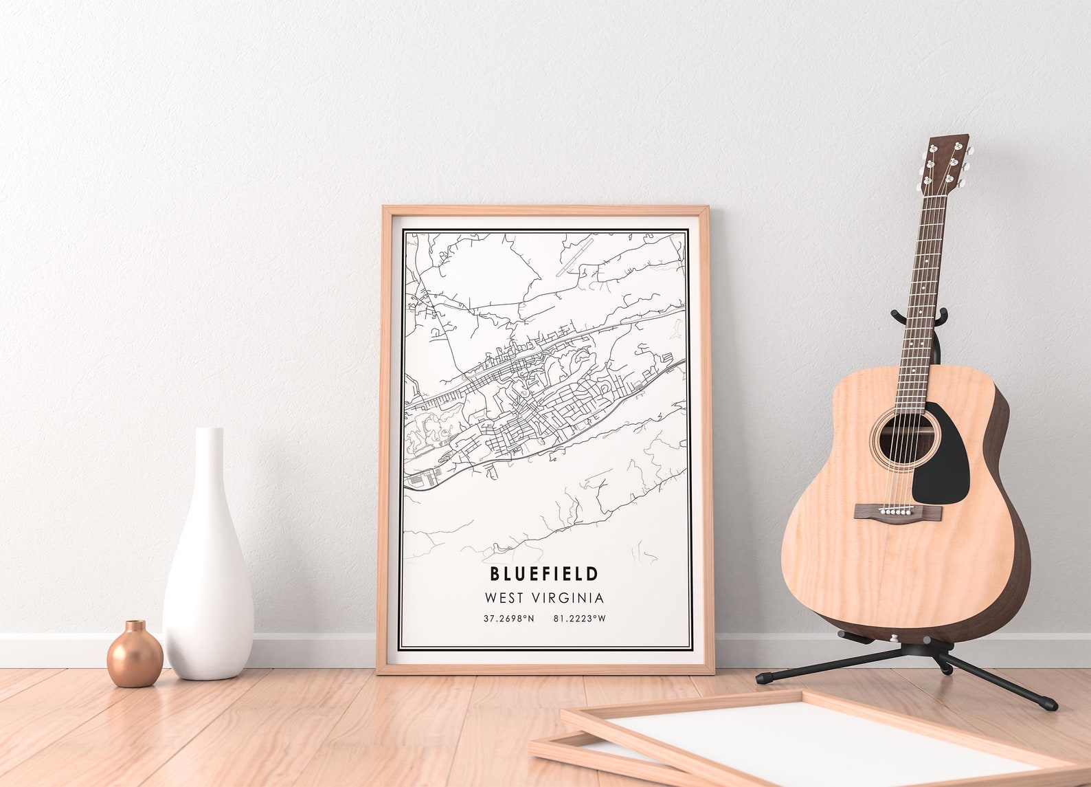 Bluefield Map Print Poster Canvas | Bluefield West Virginia Map Print ...