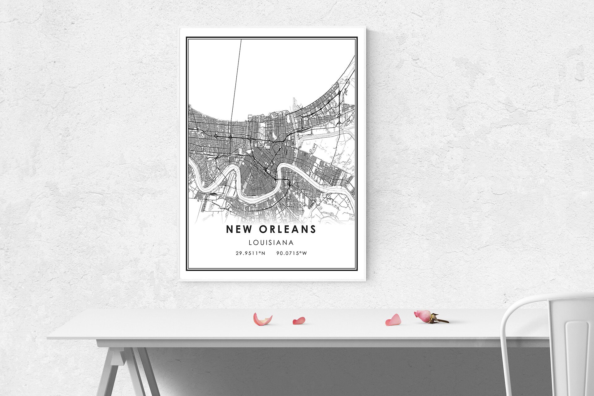 New Orleans map print poster canvas New Orleans city map Etsy