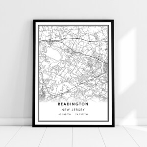 Readington map print poster canvas | New Jersey map print poster canvas | Readington city map print poster canvas