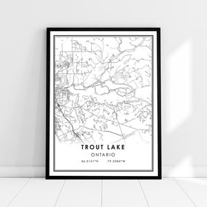 Trout Lake map print poster canvas | Ontario map print poster canvas | Trout Lake city map print poster canvas