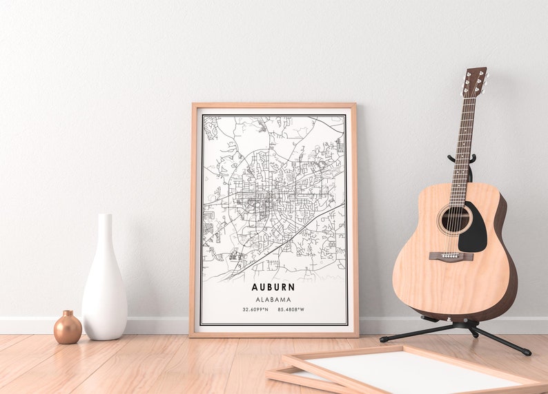 Auburn Map Print Poster Canvas Alabama Map Print Poster - Etsy