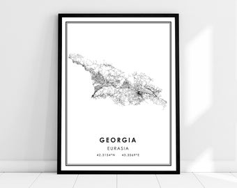 Georgia map print poster canvas | Georgia road map print poster canvas