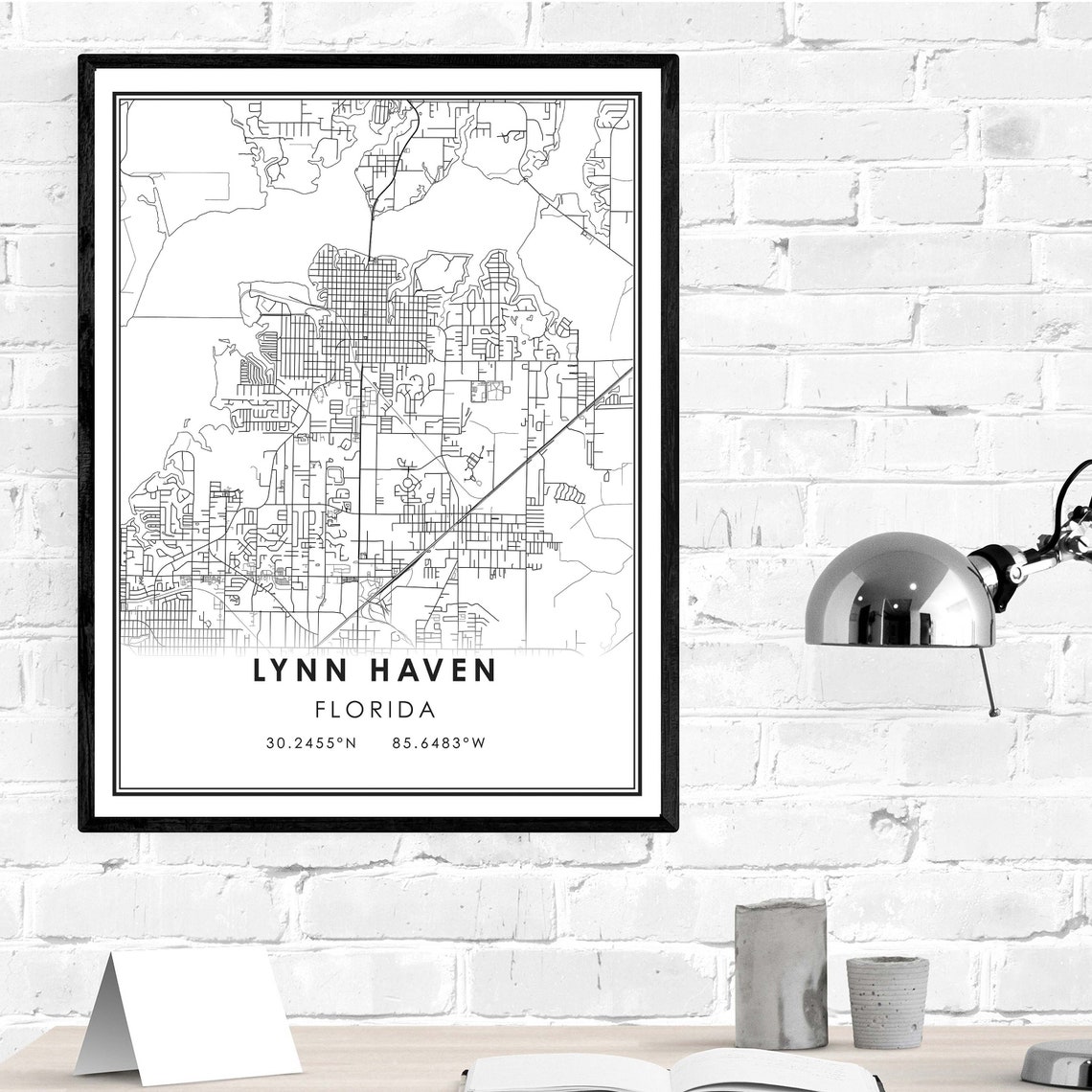 Lynn Haven map print poster canvas Lynn Haven Florida Street  Etsy