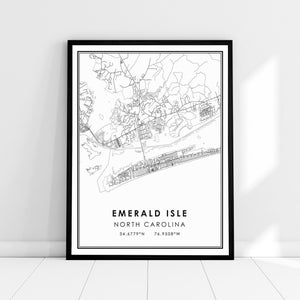 Emerald Isle map print poster canvas | Emerald Isle map print poster canvas | North Carolina map print poster canvas | Emerald modern map