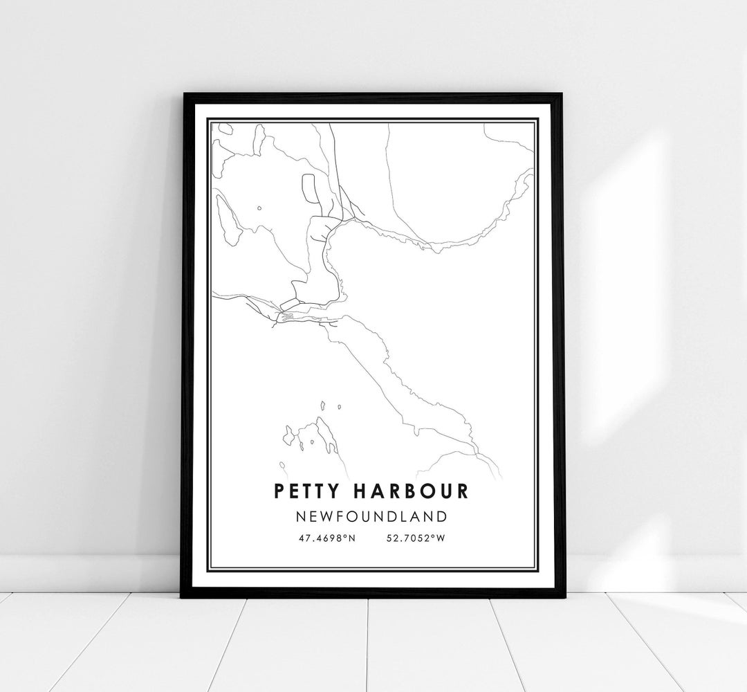 Petty Harbour Map Print Poster Canvas Newfoundland Map Print Poster
