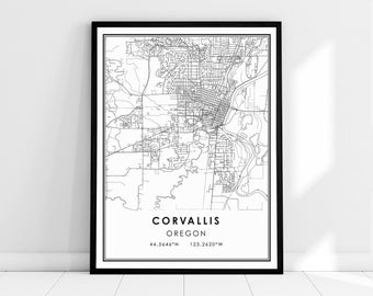 Corvallis map print poster canvas | Corvallis Oregon map print poster canvas | Corvallis Oregon city map print poster canvas