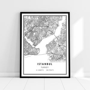 Istanbul map print poster canvas Istanbul road map print poster canvas image 1