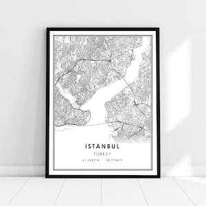 Istanbul map print poster canvas | Istanbul road map print poster canvas