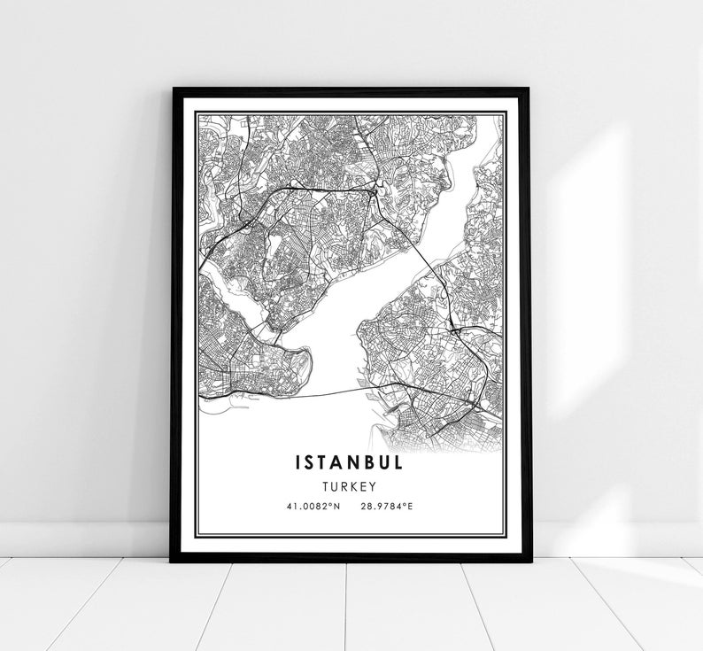 Istanbul map print poster canvas Istanbul road map print poster canvas image 1