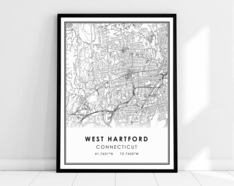 West Hartford Connecticut map print poster canvas | West Hartford city map print poster canvas