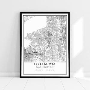 Federal Way Washington map print poster canvas | Federal Way city map print poster canvas