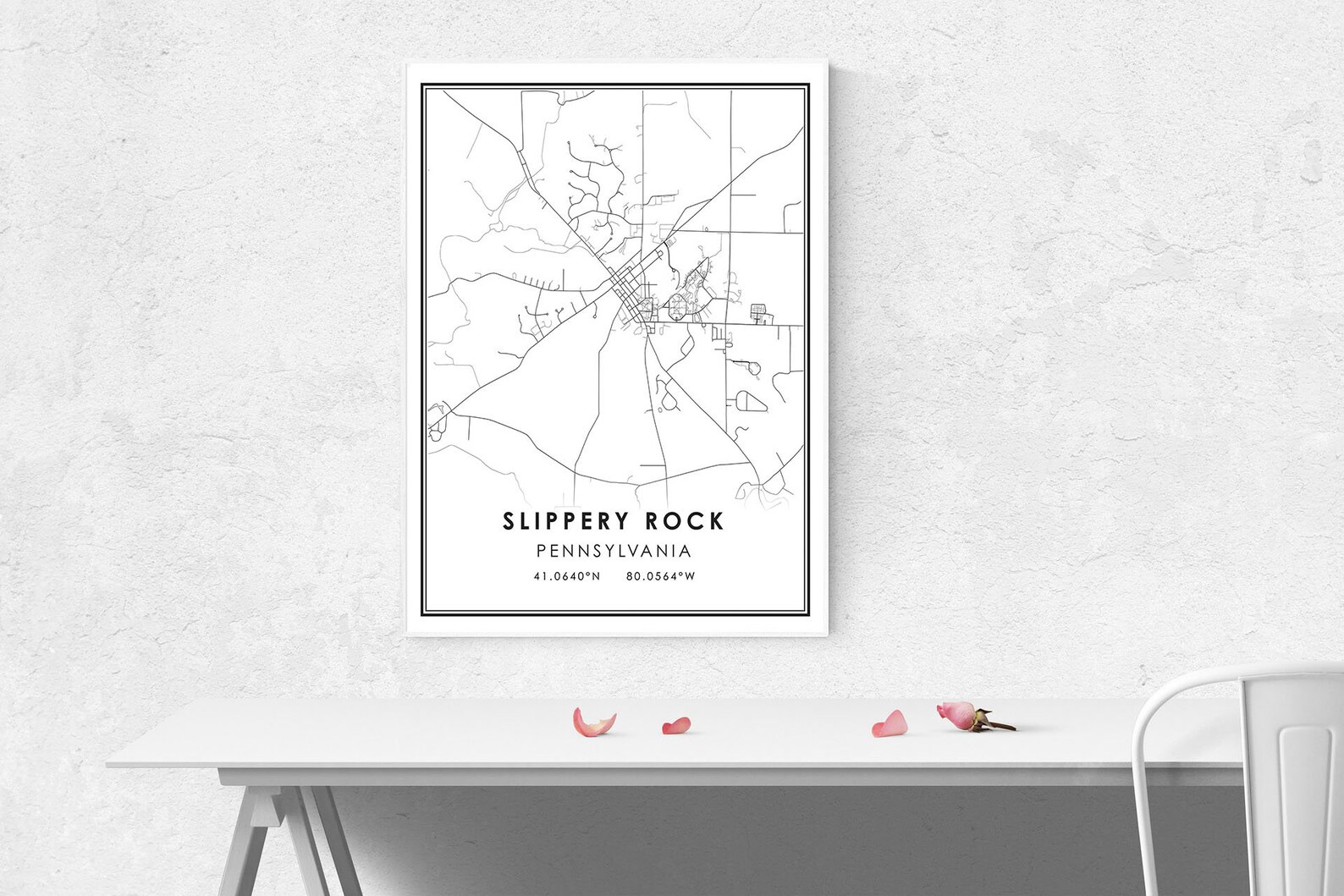 Slippery Rock Map Print Poster Canvas Pennsylvania Map Print Etsy