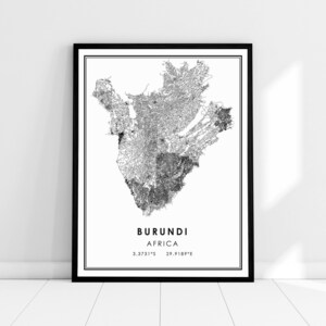 Burundi map print poster canvas | Burundi Africa map print poster canvas | Burundi city map print poster canvas | Burundi modern map