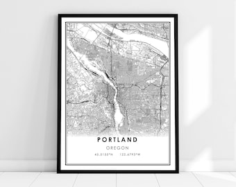 Portland map print poster canvas | Oregon map print poster canvas | Portland city map print poster canvas