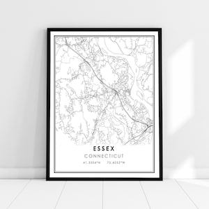 Essex map print poster canvas | Connecticut map print poster canvas | Essex city map print poster canvas
