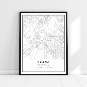 Helena Alabama map print poster canvas | Helena city map print poster canvas