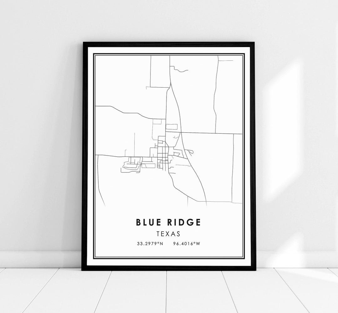Blue Ridge Texas Map Print Poster Canvas Blue Ridge City Map Print Poster Canvas Etsy Canada