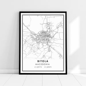 Bitola Macedonia map print poster canvas | Macedonia Bitola  map print poster canvas | Bitola Macedonia city map print poster canvas