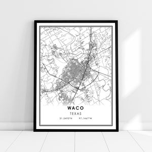 Waco map print poster canvas | Texas map print poster canvas | Waco city map print poster canvas