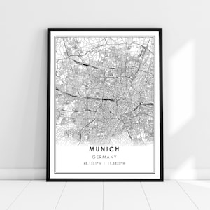 Munich map print poster canvas | Germany map print poster canvas | Munich city map print poster canvas