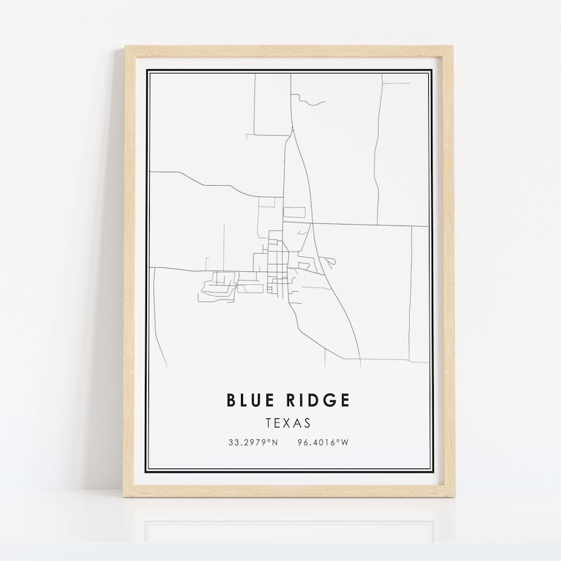 Blue Ridge Texas Map Print Poster Canvas Blue Ridge City Map Etsy Canada