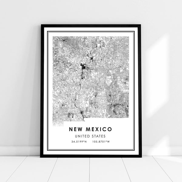 New Mexico United States map print poster canvas | New Mexico United States road map print poster canvas