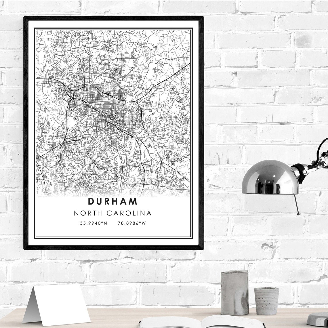 Durham Map Print Poster Canvas Durham Street Map North Etsy