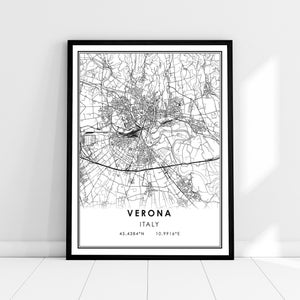 Verona map print poster canvas | Italy map print poster canvas | Verona city map print poster canvas